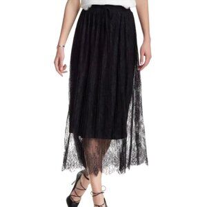 The‎ Kooples Skirt Women Small Black Pleated Lace Midi Whimsigoth Fairycore